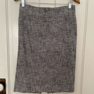 J Crew Navy and White cotton tweed pencil skirt